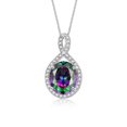 thumbnail image 1 of RYLOS Necklace Sterling Silver 925 Halo Designer Necklace Gemstone &  Diamonds Pendant with 18" Chain 12X10MM Alexandrite June Birthstone Womens Jewelry Silver Necklace, 1 of 8