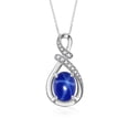 thumbnail image 1 of RYLOS Necklace Sterling Silver Designer Necklace Gemstone &  Diamonds Pendant 18" Chain 9X7MM Blue Star Sapphire September Birthstone Womens Jewelry Silver Necklace, 1 of 8