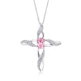 thumbnail image 1 of RYLOS Necklace White Gold 14K Cross Necklace with Gemstone &  Diamonds Pendant with 18" Chain 7X5MM Pink Ice October Birthstone Womens Jewelry Gold Necklace, 1 of 7