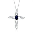 thumbnail image 1 of RYLOS Necklace White Gold 14K Cross Necklace with Gemstone &  Diamonds Pendant with 18" Chain 7X5MM Sapphire September Birthstone Womens Jewelry Gold Necklace, 1 of 8