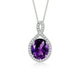 thumbnail image 1 of RYLOS Necklace White Gold 14K Halo Designer Necklace Gemstone &  Diamonds Pendant with 18" Chain 12X10MM Amethyst February Birthstone Womens Jewelry Gold Necklace, 1 of 7