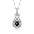 thumbnail image 1 of RYLOS Necklace White Gold 14K Love Knot Necklace Gemstone &  Diamonds Pendant 18" Chain 8X6MM Black Star Sapphire March Birthstone Womens Jewelry Gold Necklace, 1 of 7