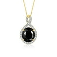 thumbnail image 1 of RYLOS Necklace Yellow Gold 14K Halo Designer Necklace Gemstone &  Diamonds Pendant with 18" Chain 12X10MM Faceted Onyx October Birthstone Womens Jewelry Gold Necklace, 1 of 8