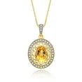 thumbnail image 1 of RYLOS Necklace Yellow Gold 14K Halo Designer Necklace Gemstone &  Diamonds Pendant 18" Chain 8X6MM Citrine November Birthstone Womens Jewelry Gold Necklace, 1 of 7