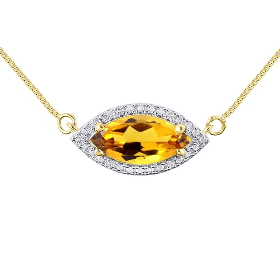 RYLOS Necklace Yellow Gold 14K Lucky Eye Necklace Marquise Gemstone &  Diamonds Pendant 18" Chain 12X6MM Citrine November Birthstone Womens Jewelry Gold Necklace