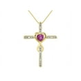 thumbnail image 1 of RYLOS Necklace Yellow Gold Plated Silver 925 Cross Necklace Heart Shape Gemstone &  Diamonds With 18" Chain 6MM Star Ruby July Birthstone Womens Jewelry Silver Necklace, 1 of 7
