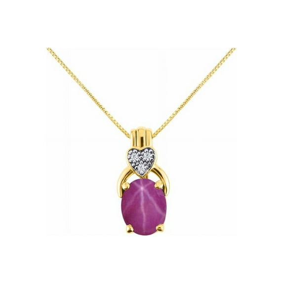 RYLOS Necklace Yellow Gold Plated Silver Classic Designer Necklace Gemstone & Diamonds Pendant 18" Chain 9X7MM Star Ruby July Birthstone Womens Jewelry Silver Necklace For Women