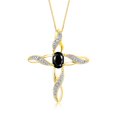 thumbnail image 1 of RYLOS Necklace Yellow Gold Plated Silver Cross Necklace Gemstone &  Diamonds Pendant 18" Chain 7X5MM Faceted Onyx October Birthstone Womens Jewelry Silver Necklace For Women, 1 of 8