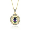 thumbnail image 1 of RYLOS Necklace Yellow Gold Plated Silver Halo Designer Necklace Gemstone &  Diamonds Pendant 18" Chain 8X6MM Alexandrite June Birthstone Womens Jewelry Silver Necklace, 1 of 8