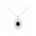 thumbnail image 1 of RYLOS Necklace Yellow Gold Plated Silver HaloStyle Necklace Gemstone &  Diamonds Pendant 18" Chain 12X10MM Sapphire September Birthstone Womens Jewelry Silver Necklace, 1 of 7