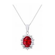 RYLOS Necklaces for Women 925 Sterling Silver Princess Diana Inspired Necklace Gemstone & Genuine Diamonds Pendant With 18" Chain 9X7MM  Ruby July Birthstone  Womens Jewelry Gold Necklaces For Women