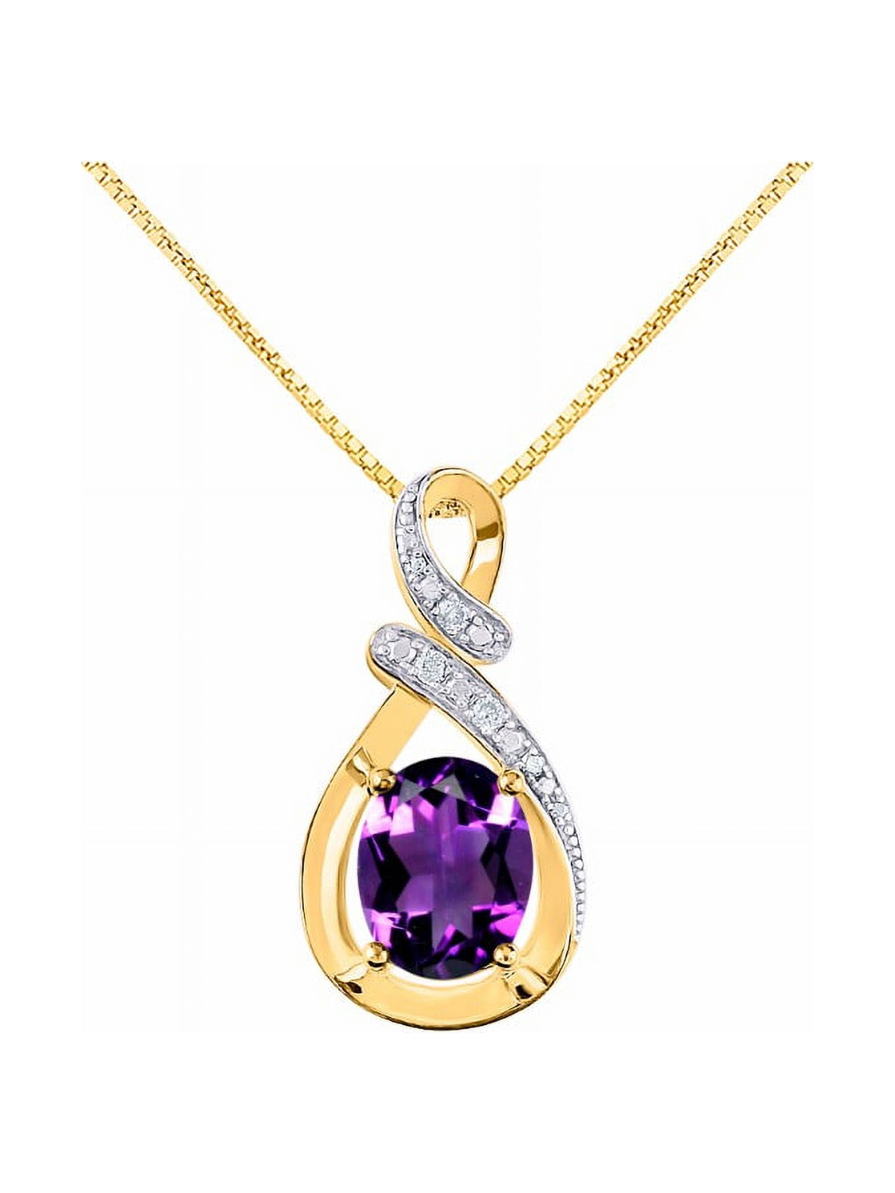 18-Inch Hamilton Gold Plated Necklace w/ 4mm Light Purple February