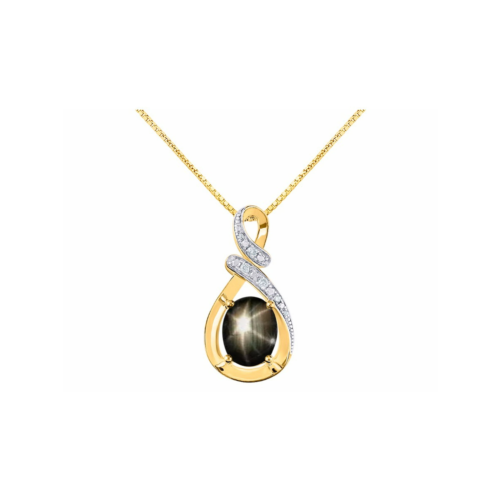 RYLOS Necklaces for Women Yellow Gold Plated SilverNecklace Gemstone &  Genuine Diamonds Pendant 18