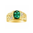 thumbnail image 1 of *RYLOS Nugget Green Emerald & Diamond Ring - May Birthstone*14K Yellow Gold-plated-silver, 1 of 4