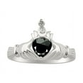 thumbnail image 1 of RYLOS Rings 14K White Gold Claddah Love, Loyalty & Friendship Ring Heart 6MM Gemstone & Diamond Claddagh Rings October Onyx Jewelry Size 10, 1 of 6