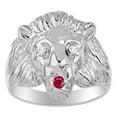 thumbnail image 1 of RYLOS 14K White Gold Lion Head Ring; Diamonds in Eyes & Gemstones in Mouth Fun Designer Rings - Ruby Mens Jewelry Size 13, 1 of 6