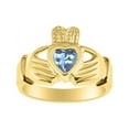 thumbnail image 1 of RYLOS Rings 14K Yellow Gold Claddah Love, Loyalty & Friendship Heart 6MM Gem Irish Wedding Band Claddagh Rings December Blue Topaz Jewelry Size 11, 1 of 8