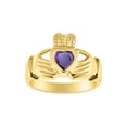 thumbnail image 1 of RYLOS Rings 14K Yellow Gold Claddah Love, Loyalty & Friendship Heart 6MM Gem Irish Wedding Band Claddagh Rings February Amethyst Jewelry Size 12, 1 of 8