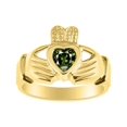 thumbnail image 1 of RYLOS Rings 14K Yellow Gold Claddah Love, Loyalty & Friendship Heart 6MM Gem Irish Wedding Band Claddagh Rings Green Sapphire Jewelry Size 5, 1 of 8