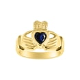 thumbnail image 1 of RYLOS Rings 14K Yellow Gold Claddah Love, Loyalty & Friendship Heart 6MM Gem Irish Wedding Band Claddagh Rings September Sapphire Jewelry Size 9, 1 of 7