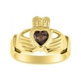 thumbnail image 1 of RYLOS Rings 14K Yellow Gold Claddah Love, Loyalty & Friendship Heart 6MM Gem Irish Wedding Band Claddagh Rings Smoky Quartz Jewelry Size 9, 1 of 8
