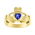thumbnail image 1 of RYLOS Rings 14K Yellow Gold Claddah Love, Loyalty & Friendship Heart 6MM Gem Irish Wedding Band Claddagh Rings September Blue Star Sapphire Jewelry Size 9, 1 of 8