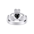 thumbnail image 1 of RYLOS Rings 14K White Gold Claddah Love, Loyalty & Friendship Heart 6MM Gem Irish Wedding Band Claddagh Rings October Onyx Jewelry Size 12, 1 of 8