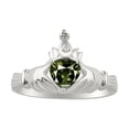 thumbnail image 1 of RYLOS Rings Sterling Silver Claddah Love, Loyalty & Friendship Ring Heart 6MM Gemstone & Diamond Claddagh Rings Green Sapphire Jewelry Size 6, 1 of 7