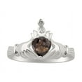 thumbnail image 1 of RYLOS Rings Sterling Silver Claddah Love, Loyalty & Friendship Ring Heart 6MM Gemstone & Diamond Claddagh Rings June Smoky Quartz Jewelry Size 7, 1 of 7