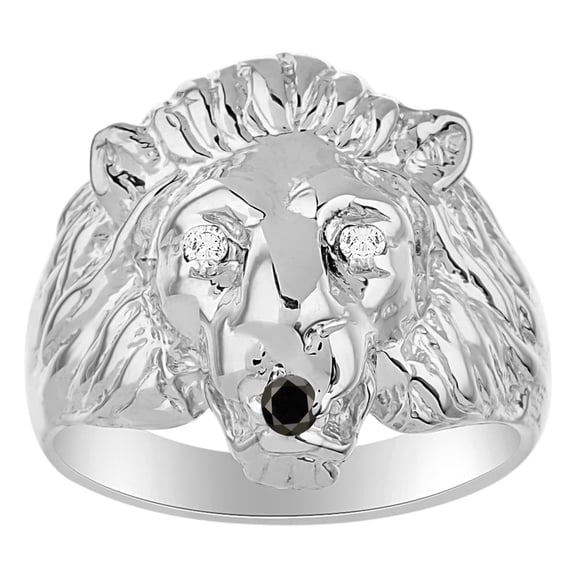 RYLOS Rings Sterling Silver  Lion Head Ring Genuine Diamonds in Eyes & Color Stone Birthstones in Mouth Fun Designer Black Diamond Rings For Men / Women  Gold Rings BLACK DIAMONDJewelry Pinky Ring
