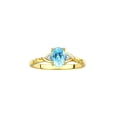 thumbnail image 1 of RYLOS Rings for Women 14K Gold Plated Silver Classic Style Birthstone Ring 7X5MM Oval Gemstone & Diamonds December Blue Topaz Jewelry for Women Size 8, 1 of 8