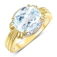 thumbnail image 1 of RYLOS Rings for Women 14K Gold Plated Silver Ring 12X10MM Gemstone &  Diamonds Great Ring for Middle or Pointer Finger March Aquamarine Jewelry Size 13, 1 of 8