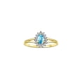 thumbnail image 1 of RYLOS Rings for Women 14K Gold Plated Silver Ring Halo of Diamonds Birthstone Ring 6X4MM Pear Shape Tear Drop Gemstone December Blue Topaz Jewelry for Women  Size 5, 1 of 7