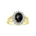 thumbnail image 1 of RYLOS Rings for Women 14K Gold Plated Silver Ring Princess Diana Inspired 9X7MM Gemstone & Halo of Diamonds Black Star Sapphire Jewelry for Women Size 10, 1 of 2