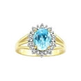 thumbnail image 1 of RYLOS Rings for Women 14K Gold Plated Silver Ring Princess Diana Inspired 9X7MM Gemstone & Halo of Diamonds December Blue Topaz Jewelry for Women Size 7, 1 of 7