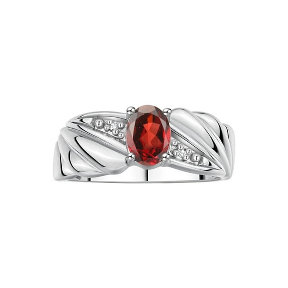 RYLOS Rings for Women 14K White Gold Angel Wing Birthstone Ring 7X5MM Gemstone & Diamonds January Garnet Jewelry for Women Gold Rings For Women Size 5