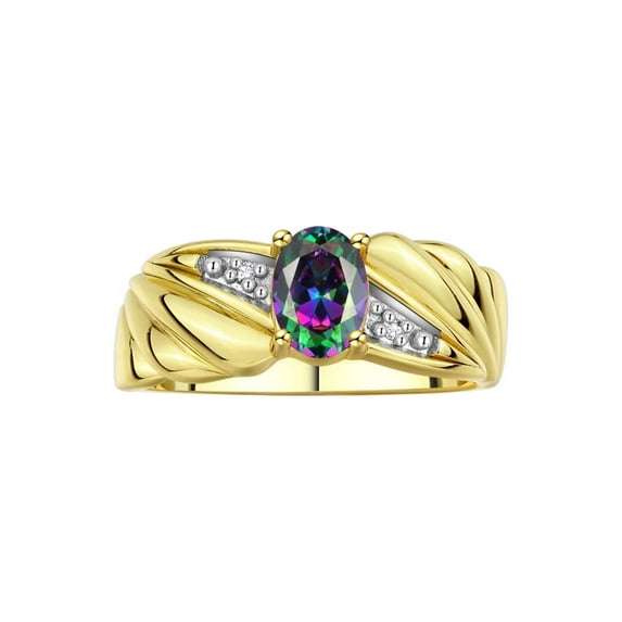 RYLOS Rings for Women 14K Yellow Gold Angel Wing Birthstone Ring 7X5MM Gemstone & Diamonds June Alexandrite Jewelry for Women Gold Rings For Women Size 5
