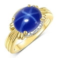 thumbnail image 1 of RYLOS Rings for Women 14K Yellow Gold Ring 12X10MM Gemstone &  Diamonds Great Ring for Middle or Pointer Finger September Blue Star Sapphire Jewelry Size 5, 1 of 7