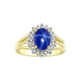 thumbnail image 1 of RYLOS Rings for Women 14K Yellow Gold Ring Princess Diana Inspired 9X7MM Gemstone & Halo of  Diamonds September Blue Star Sapphire Jewelry for Women  Size 10, 1 of 7