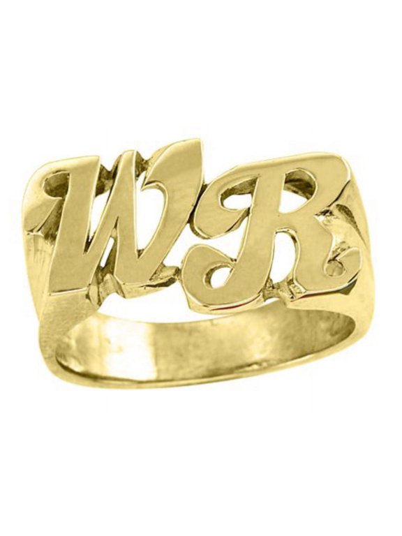 Rings For Women Jewelry For Women & Men 14K Yellow Gold or White Gold Personalized Initial Ring - Name Ring Unisex Script Style 8mm Special Order, Made to Order Ring