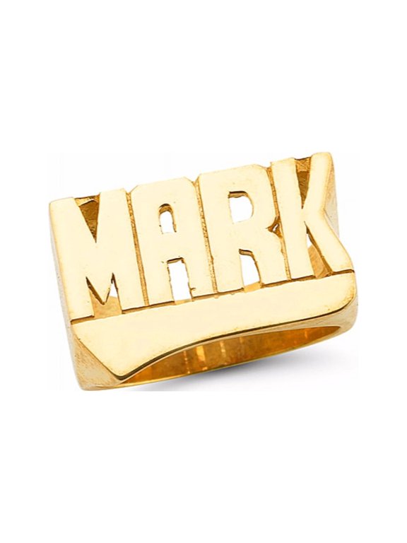 Rings For Women Jewelry For Women & Men 14K Yellow Gold or White Gold Personalized Name Ring - Block Letters Shiny Finish 12MM . Special Order, Made to Order Ring