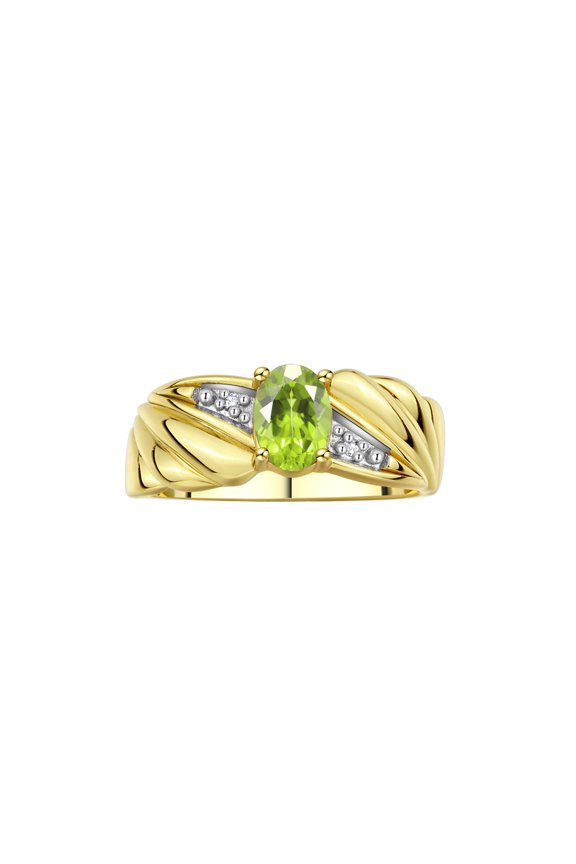Rings for Women 14K Gold Plated Silver Angel Wing Birthstone Ring 7X5MM Gemstone & Diamonds August Peridot Jewelry for Women Size 5