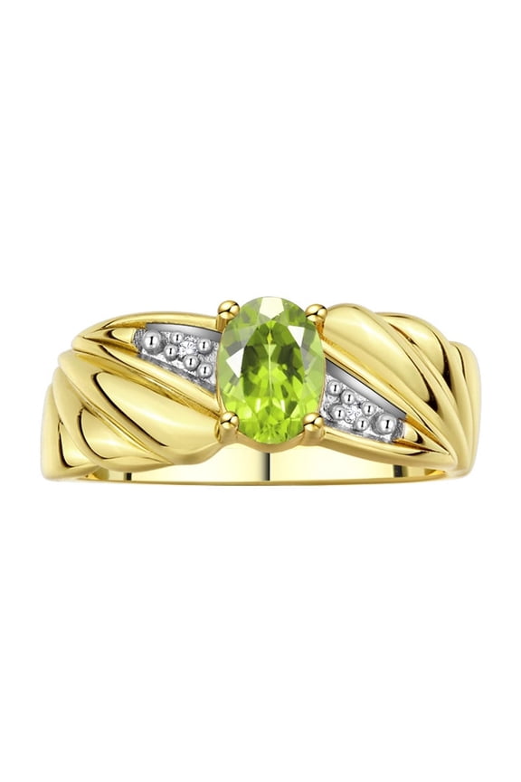Rings for Women 14K Gold Plated Silver Angel Wing Birthstone Ring 7X5MM Gemstone & Diamonds August Peridot Jewelry for Women Size 9