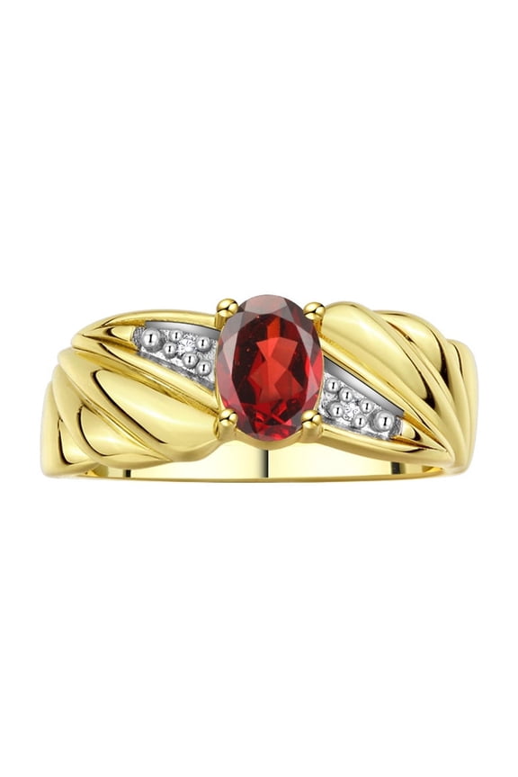 Rings for Women 14K Gold Plated Silver Angel Wing Birthstone Ring 7X5MM Gemstone & Diamonds January Garnet Jewelry for Women Size 9