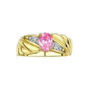 RYLOS Rings for Women 14K Gold Plated Silver Angel Wing Birthstone Ring 7X5MM Gemstone & Diamonds June Pink Ice Jewelry for Women Size 6
