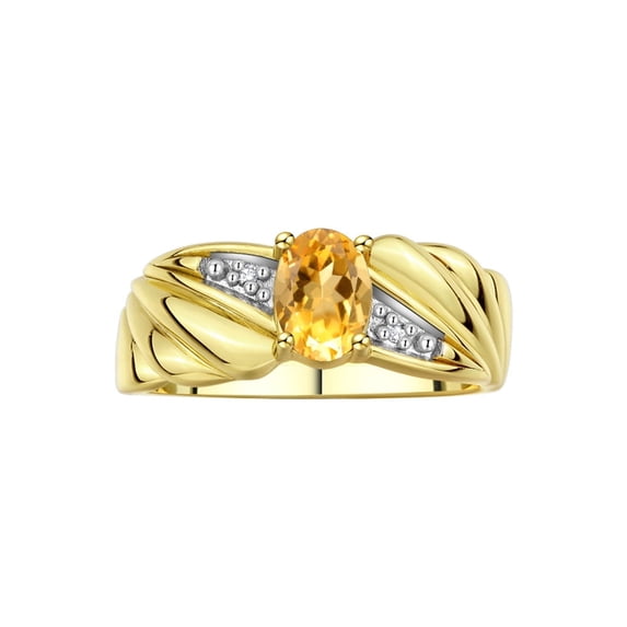 RYLOS Rings for Women 14K Gold Plated Silver Angel Wing Birthstone Ring 7X5MM Gemstone & Diamonds November Citrine Jewelry for Women Size 9