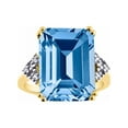 thumbnail image 1 of RYLOS Rings for Women 14K Gold Plated Silver Emerald Cut Gemstone & Diamond Ring December Blue Topaz Jewelry Size 11.5, 1 of 6