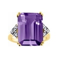 thumbnail image 1 of RYLOS Rings for Women 14K Gold Plated Silver Emerald Cut Gemstone & Diamond Ring February Amethyst Jewelry Size 12, 1 of 6