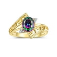 thumbnail image 1 of RYLOS Rings for Women 14K Gold Plated Silver Greek Key Designer Ring 9X7MM Gemstone & Diamond Ring June Alexandrite Jewelry Size 10, 1 of 7