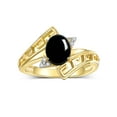 thumbnail image 1 of RYLOS Rings for Women 14K Yellow Gold Greek Key Designer Ring 9X7MM Gemstone & Diamond Ring October Cabochon Onyx Jewelry  Size 10, 1 of 8
